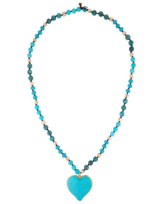 Saachi Blue Heart Stone Beaded Necklace