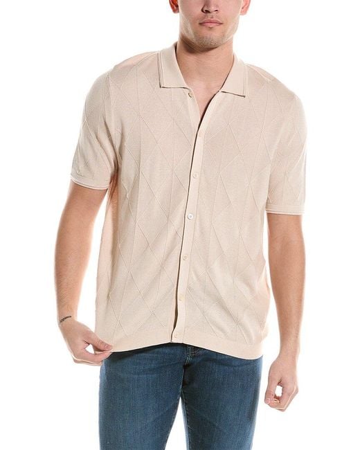 Magaschoni Natural Diamond Button Front Sweater for men