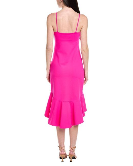 Susana Monaco Pink Ruffle Midi String Dress