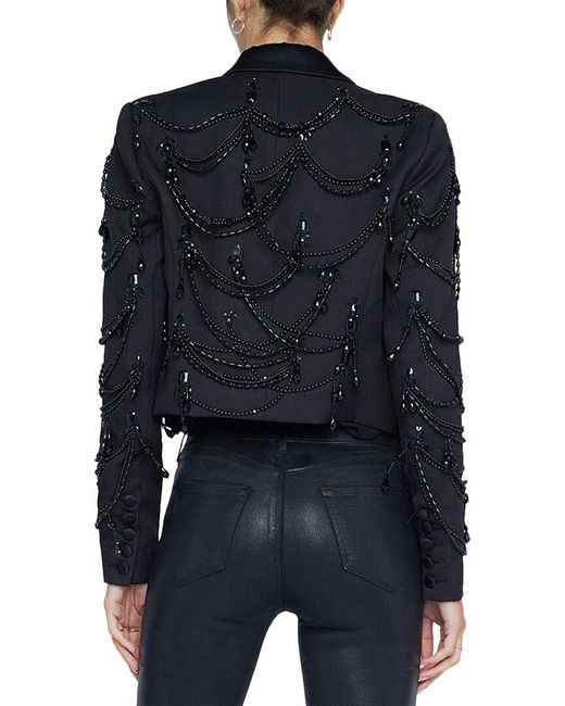 L'Agence Blue Jen Beaded Crop Blazer