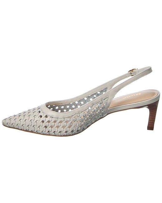 Dune White Divided Leather Slingback Pump