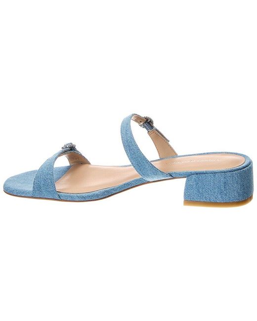 Stuart Weitzman Blue Ginger Xtal Block 35 Denim Sandal