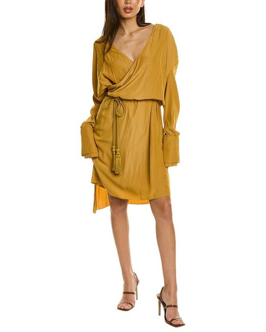 Lanvin Yellow Twisted Midi Dress