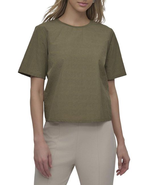 DKNY Green Perforated Logo Boxy T-Shirt