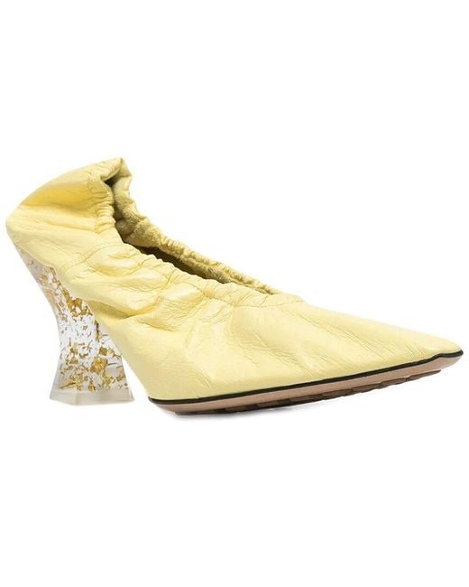Bottega Veneta Metallic Almond Toe Elasticated Leather Pump
