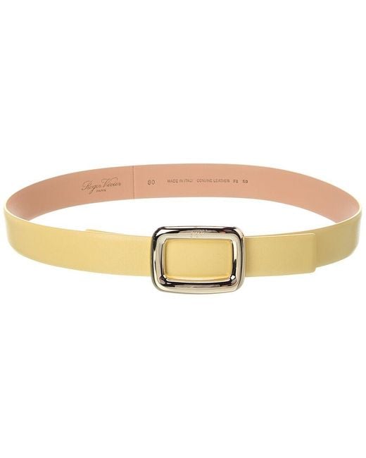 Roger Vivier White Logo Leather Belt