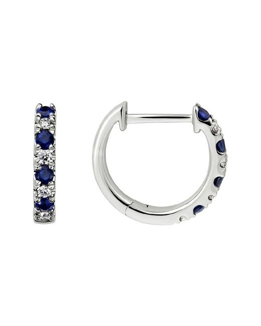 Diamond Select Cuts Metallic 14k 0.45 Ct. Tw. Diamond & Blue Sapphire Earrings