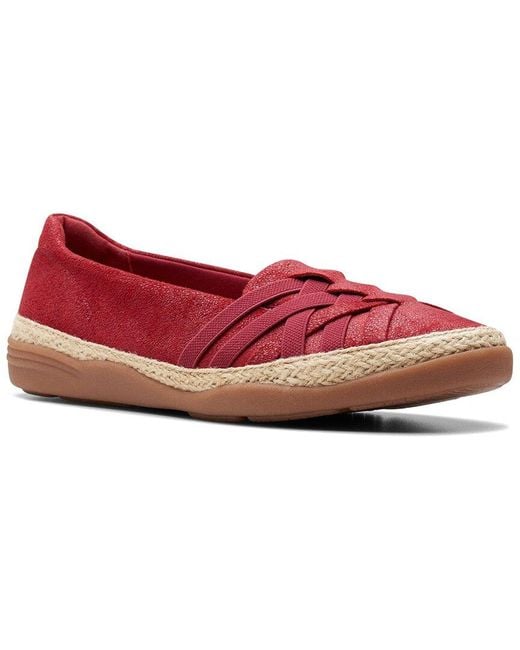 Clarks Red Elaina Petal Suede Flat