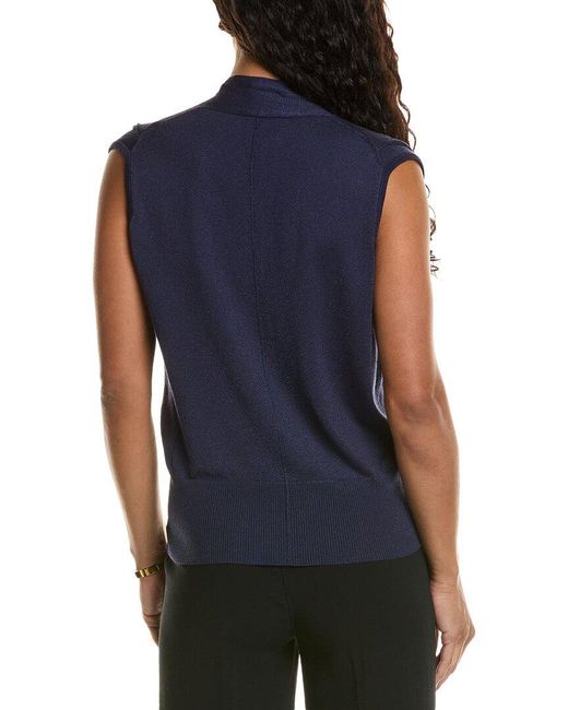 Tahari Blue Faux Wrap Sweater