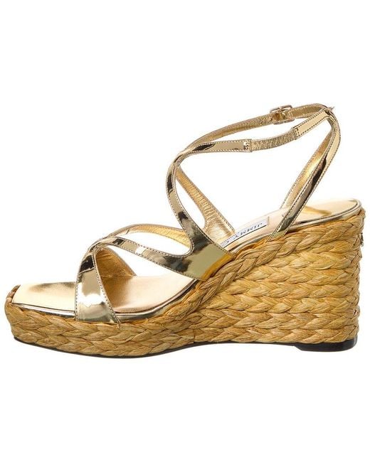 Jimmy Choo Metallic Ayla 85 Leather Wedge Sandal