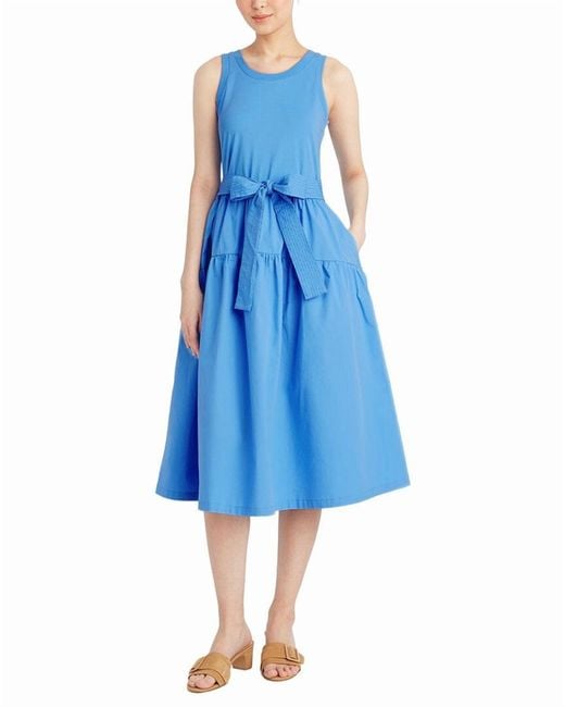 Draper James Blue Lila Mixed Media Midi Dress