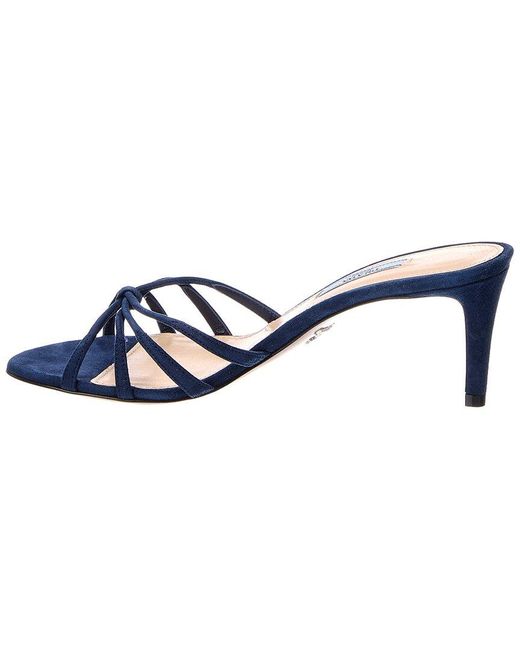 Prada Blue 65 Suede Mule