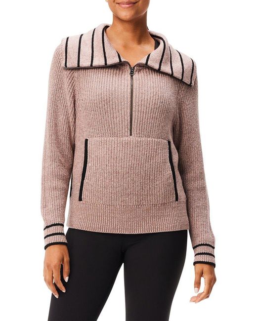 NIC+ZOE Pink Nic+zoe Stripe Detail Zip Front Sweater