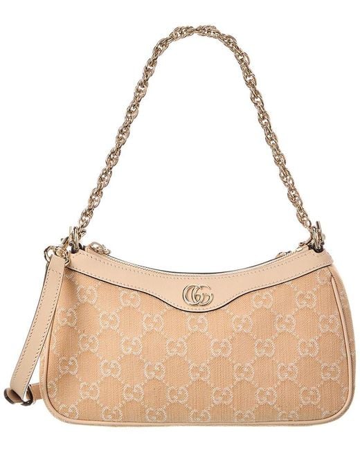 Gucci Natural Small Medium Gg Denim & Leather Shoulder Bag