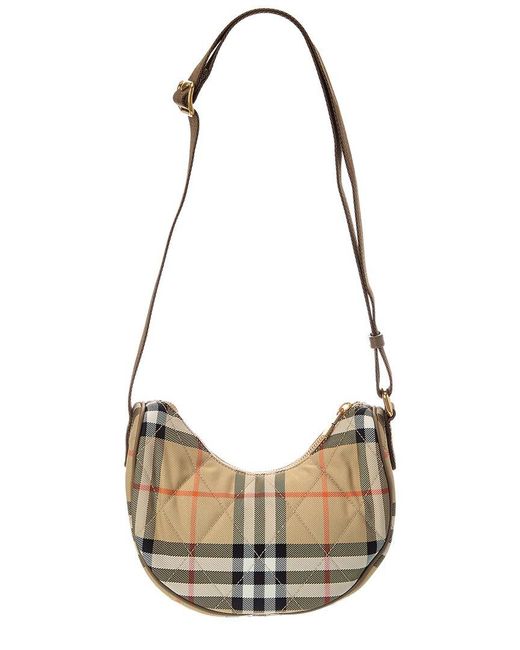 Burberry Metallic Horseshoe Check Quilted Canvas Hobo Bag