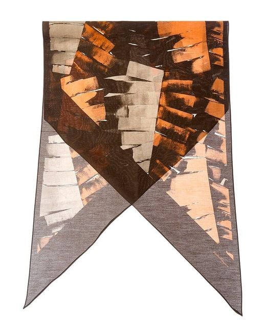 Ferragamo Brown Silk-Blend Scarf