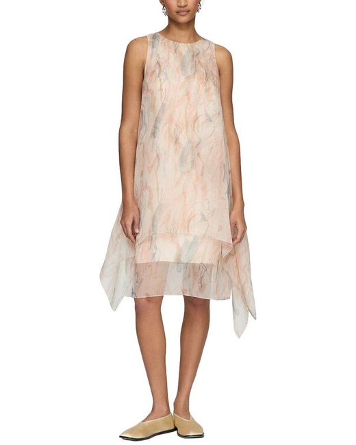 Lafayette 148 New York Natural Layered Handkerchief Dress
