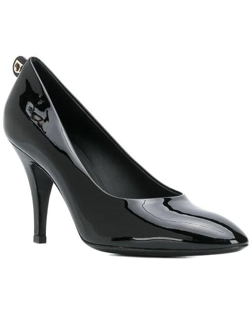 Ferragamo Black Almond-Toe Leather Pump