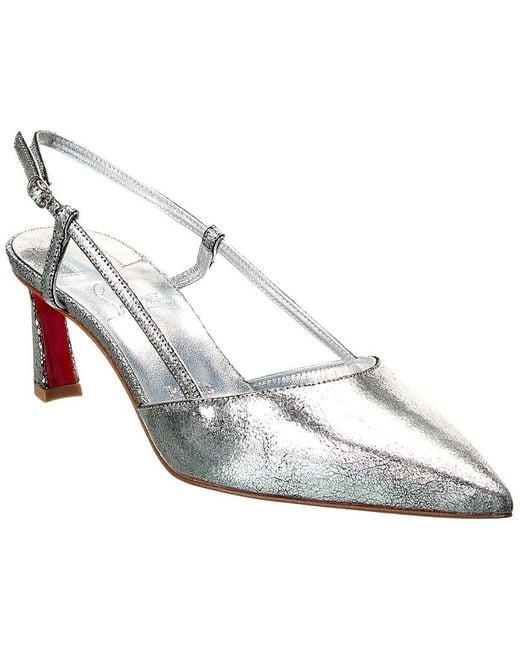 Christian Louboutin White Condoroline 55 Leather Slingback Pump