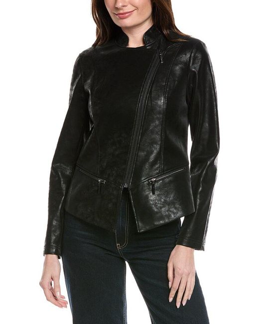 Joseph Ribkoff Black Vegan Leather Jacket