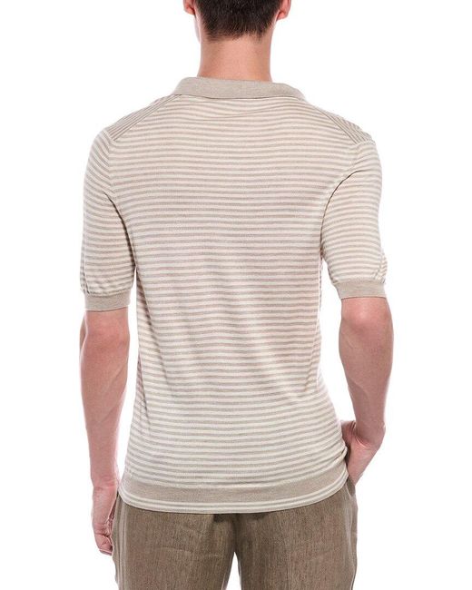 Isaia White Cashmere & Silk-Blend Polo Shirt for men