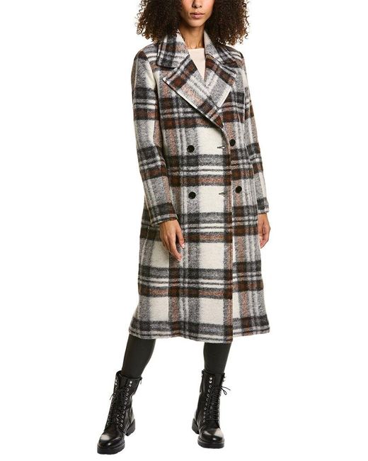 AllSaints Natural Esme Check Wool-blend Coat