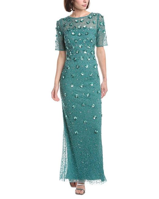 Adrianna Papell Green Beaded Gown