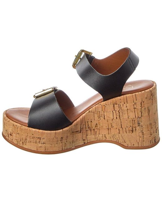Dune Metallic Kamia Leather Wedge Sandal