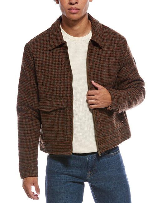 Hunter Brown Wool-Blend Plaid Jacket for men