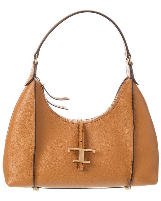 Tod's Brown T Timeless Small Leather Hobo Bag