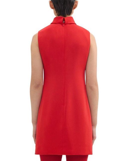 Theory Red Roll Neck Mini Dress