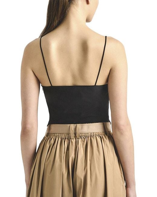 10 Crosby Derek Lam Black Shira Poplin Double Tie Front Top