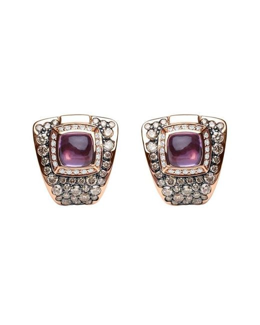 Haus of Brilliance Multicolor 18K Rose 4.00 Ct. Tw. Diamond & Amethyst Clip-Ons Earring