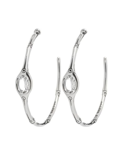 John Hardy White Bamboo Silver Topaz Earrings