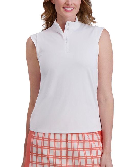 Stella Parker White Mock Zip Top