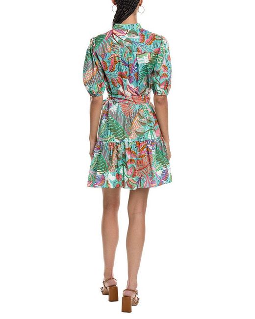 Vince Camuto Blue Short Sleeve Printed Mini Dress