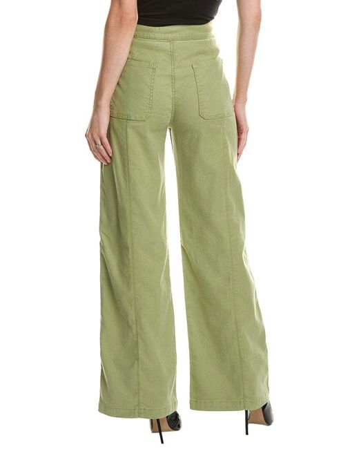 Hudson Green Tie Waist Pintucked Linen-Blend Sage Trouser