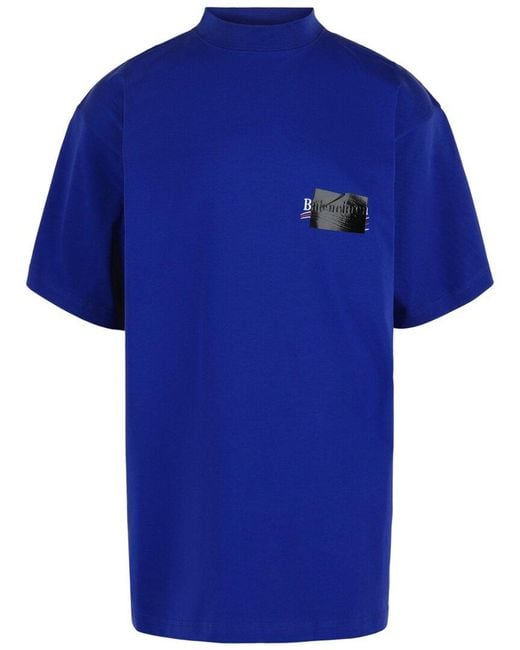 Balenciaga Blue Gaffer Political Campaign Oversized T-Shirt for men
