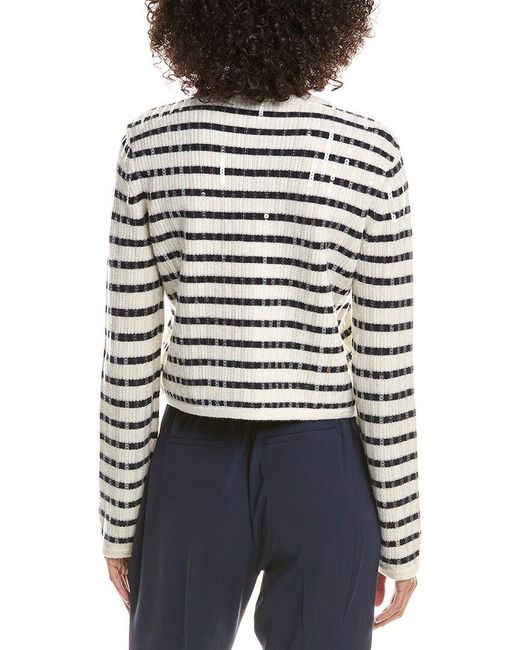 10 Crosby Derek Lam White Nebula Sequin Wool-Blend Cardigan
