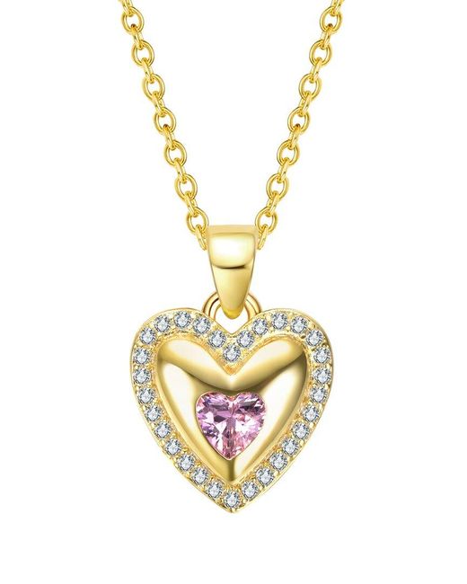 Genevive Jewelry Metallic Cz Heart Pendant
