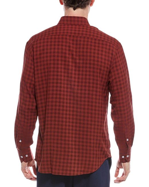 Tailorbyrd Red Tailorbryd Gingham Printed Performance Shirt for men