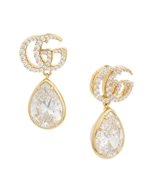 Gucci Metallic Gg Marmont Crystal Earrings