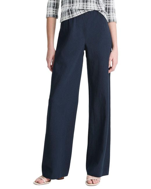 Vince Blue High Waist Bias Linen-Blend Pant
