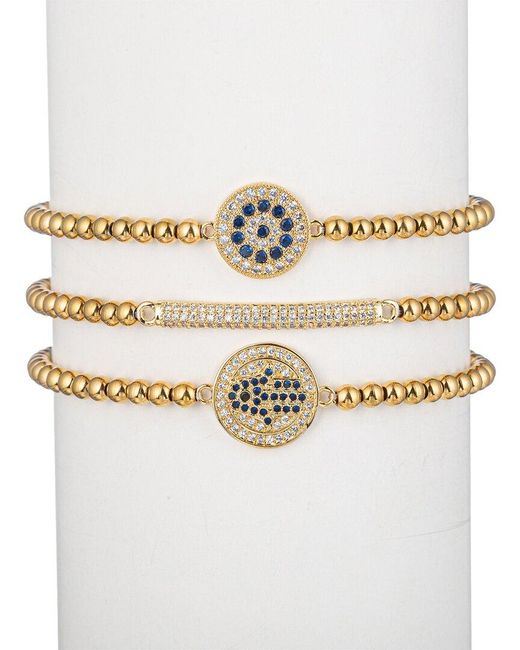 Eye Candy LA White Luca Titanium Cz 3pc Stretch Bracelet Set