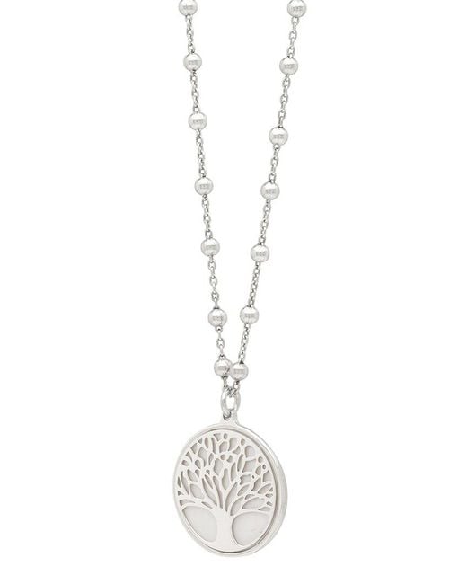 Italian Silver White Pearl Tree Of Life Necklace