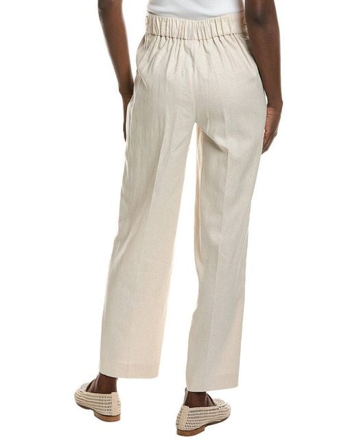 Anne Klein Natural High Rise Linen-Blend Wide Leg Pant