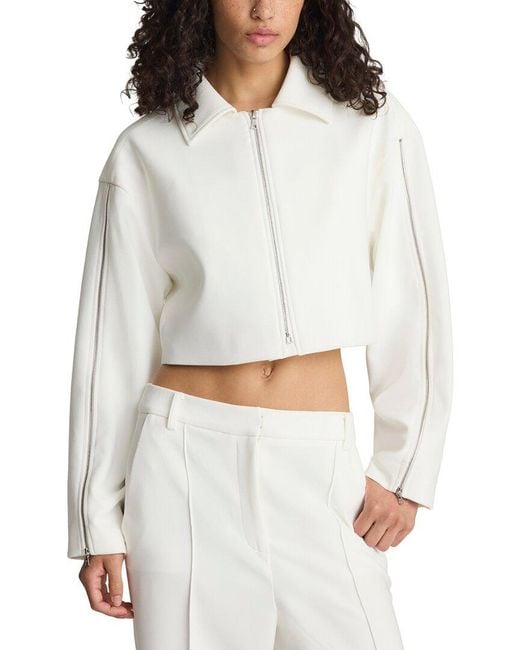 Kenneth Cole White Zip Sleeve Zip-Up Jacket
