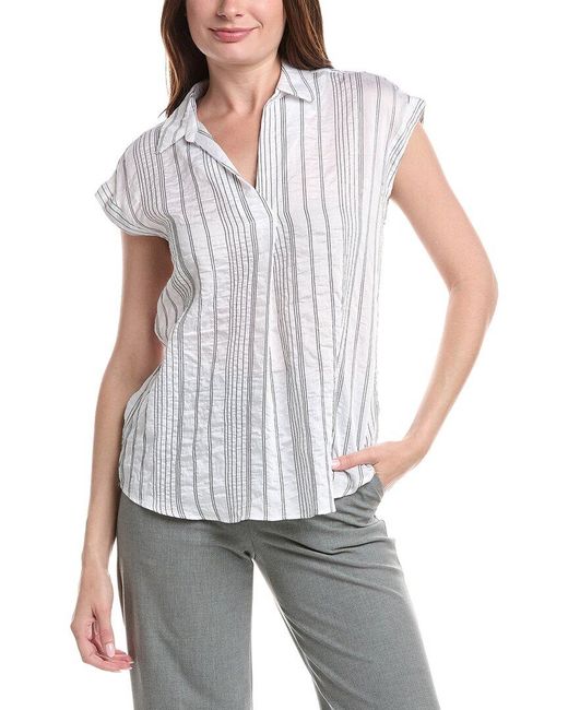 Vince Camuto White Relaxed Collar Blouse