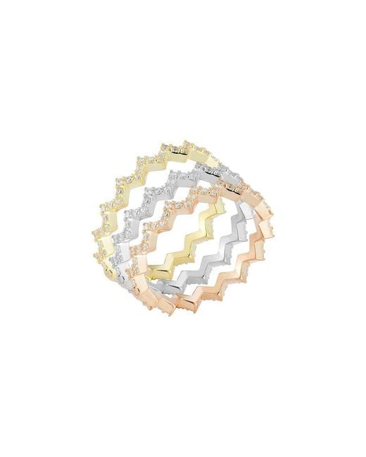 Sphera Milano White 14k & Silver Cz Triple Stack Ring