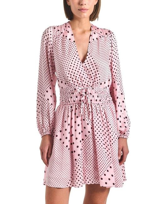 10 Crosby Derek Lam Red Calanthe Printed Satin Long Sleeve Dress
